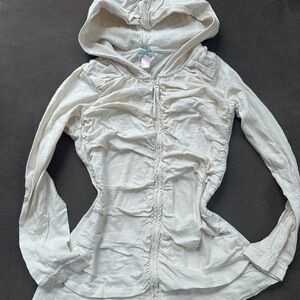 Women's Cream Hooded long sleeve shirt